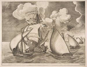 Flota de galeras escoltada por una carabela de The Sailing Vessels, 1561-65