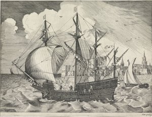 Four-master sale del puerto Veleros (título de la serie) de Frans Huys