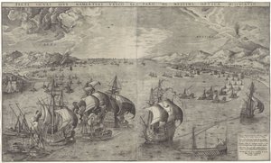 Zeeslag en de Straat van Messina Una delineación óptica de los sicilianos del mar y del faro di Messina (título sobre objeto)