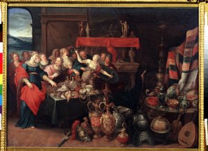 ""Aquiles reconocido por Ulises entre las hijas del rey Lycomede"" (Aquiles reconocido) Pintura de Franz (Frans) Francken II el Joven (1581-1642) alrededor de 1640 Museo Pushkin de Moscú de Frans II Francken