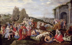Los esclavos y las furias del amor (óleo sobre tabla)