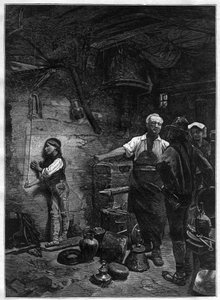 Retrato de Gioachino Rossini (1792-1868), compositor italiano en el Taller del Calderero - grabado después de la pintura de Franz Meerts (1836-1896) de Frans Meerts