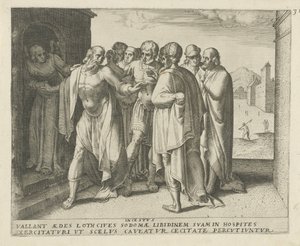 Lot advierte a la multitud que se calme Incesto (título sobre el objeto) Historia del destino (título de la serie) de Frans Menton