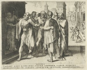 Lot advierte a la multitud que se calme Incesto (título sobre el objeto) Historia del destino (título de la serie) de Frans Menton