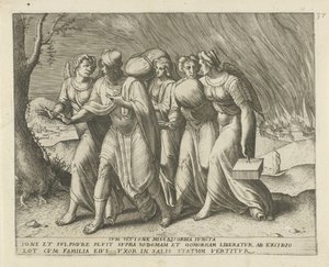 Lot verlaat Sodoma Compasión y venganza (título sobre objeto) Geschiedenis van Lot (título de la serie) de Frans Menton