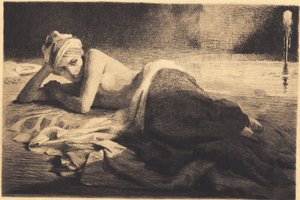 Odalisca reclinada junto a una fuente