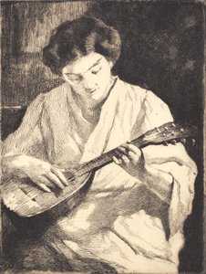 Dama tocando la mandolina de Frans Schwartz