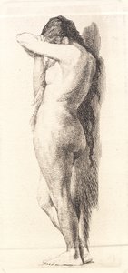 Mujer desnuda de pie, ocultando el rostro de Frans Schwartz