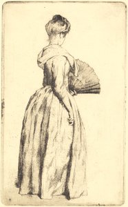 Dama de pie con un abanico de Frans Schwartz