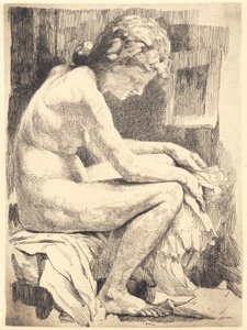 Joven desnuda, sentada de Frans Schwartz