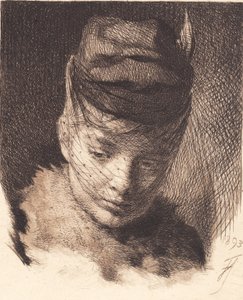 Joven con gorro y velo de Frans Schwartz