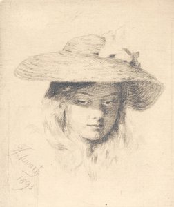 Joven con sombrero de paja de Frans Schwartz