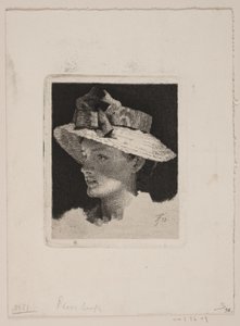 Joven con sombrero de paja, perfil hacia la izquierda de Frans Schwartz