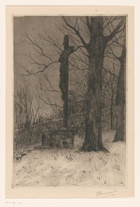 Crucifijo junto al árbol