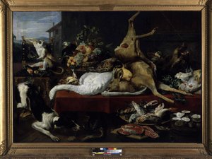 Bodegón de Caza, Pescado, Frutas y Verduras de Frans Snyders