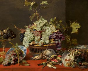 Naturaleza muerta con uvas y caza de Frans Snyders