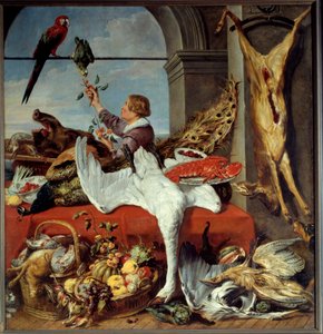 Interior de oficinas Naturaleza muerta de caza, verduras de Frans Snyders or Snijders