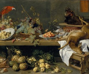 Naturaleza muerta con frutas, verduras y caza muerta, 1635