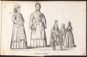 Figuras gigantes en la procesión de San Rumbold, 1825 The Reuse Family (título sobre el objeto) de Frans Vervloet
