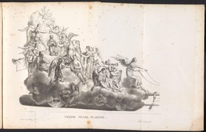 Cuarta carroza en la procesión de San Rombout, 1825 Cuarto Prael-waegen (título sobre objeto) de Frans Vervloet