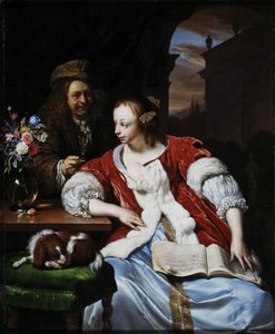 La canción interrumpida: retrato del artista y su esposa, 1671 de Frans van Mieris the Elder