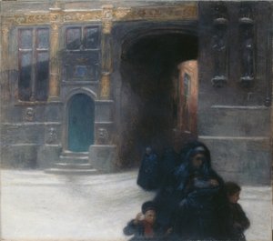 Casas doradas en Brujas (óleo sobre lienzo) de Frantz Charlet