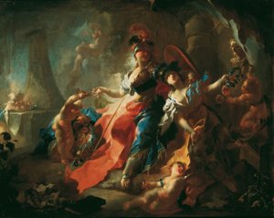 La Academia con sus atributos a los pies de Minerva de Franz Anton Maulbertsch