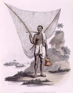 Un pescador indio, grabado por Thomas Vivares, publicado por Edward Orme