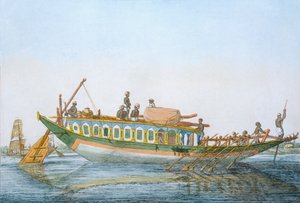 Badjera, una embarcación fluvial con cabina y un gran timón de pala, de 