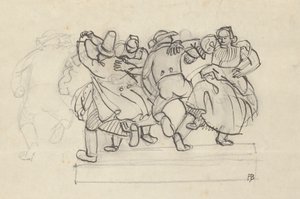 Estudio para un alivio con campesinos bailando. de Franz Barwig d. Ä.