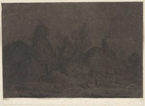 Escena a la luz de la luna con figuras delante de una cabaña
XII Vues de la Normandie (título de la serie) de Franz Edmund Weirotter