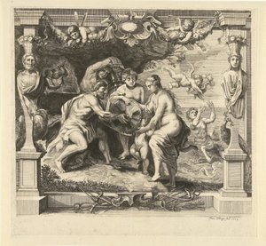 Tetis recibe armas de Vulcano para Aquiles Historia de Aquiles (título de la serie) de Franz Ertinger