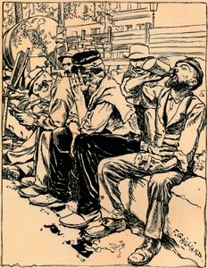 Trabajadores en la cena, c. 1900 de Franz Gailliard