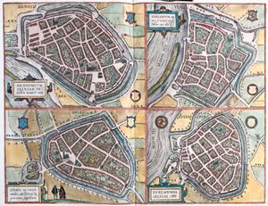 Arnhem y Venlo, Países Bajos - Geldern, Alemania y Ruermonde, Países Bajos de Franz Hogenberg