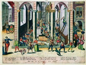 Destrucción de reliquias y estatuas en iglesias, abril de 1566 de Franz Hogenberg