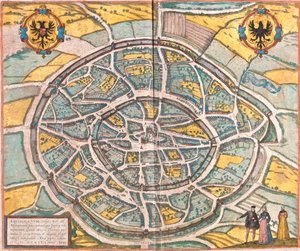 Mapa de Aquisgrán (Aquisgranum), Alemania