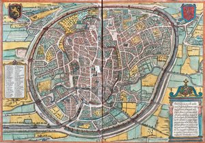 Mapa de Bruselas (Bruxella), Bélgica (aguafuerte) de Franz Hogenberg