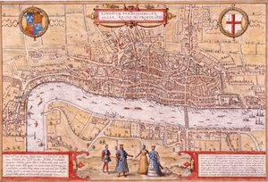Mapa de la Ciudad de Londres, Southwark y parte de Westminster, 1572