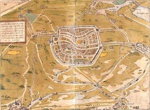 Plano de Leiden (Leyden), Países Bajos de Franz Hogenberg