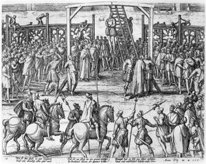 Escenas de ahorcamiento en Flandes, 1570 de Franz Hogenberg