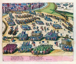 El duque de Parma libera París del asedio por las fuerzas de Enrique IV en 1590 de Franz Hogenberg