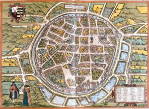Mapa de la ciudad de Freiberg, Alemania de Franz Hogenberg