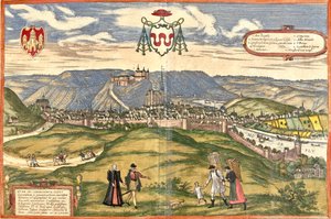 Vista de Huy (Huum), Bélgica de Franz Hogenberg