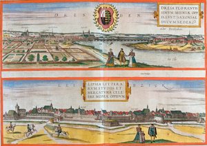 Vistas de Dresde y Leipzig, Alemania (grabado) de Franz Hogenberg