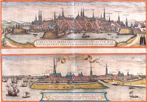Vistas de Lubeck (Lubeca) y Hamburgo (Hamburga), Alemania