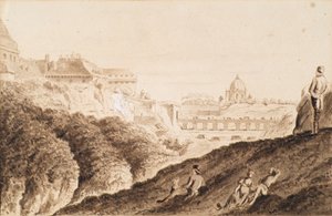 El Hofburg con foso, puerta del castillo y puente de Franz Jaschke