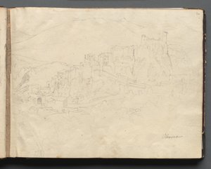 Álbum con Vistas de Roma y Alrededores, Estudios de Paisajes, página 02a: "Olevano" de Franz Johann Heinrich Nadorp