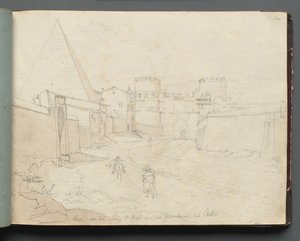 Álbum con vistas de Roma y alrededores, estudios de paisajes, página 06a: Roma desde la Porta de Franz Johann Heinrich Nadorp