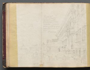 Álbum con vistas de Roma y alrededores, estudios de paisajes, página 15b: Vista arquitectónica romana de Franz Johann Heinrich Nadorp