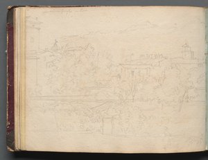 Álbum con vistas de Roma y alrededores, estudios de paisajes, página 16b: Vista romana de Franz Johann Heinrich Nadorp